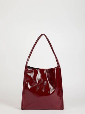 GLASSWORKS LONDON Burgundy high shine PVC tote bag NWT